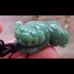 Certificate JADEITE Jade Green lucky Tiger Pendant
